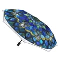 thumbnail image 3 of POBUDS Windproof Automatic Umbrella – Steel-Carbon Fiber Frame, UV-Blocking Black Coating Inside, Auto Open/Close - Retro Glass Crystal Flower Art, 3 of 8