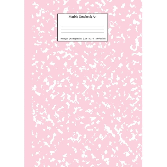 Pastel Stationery Notebooks A4 Marble Notebook A4: Pastel Pink College Ruled Journal, Book 1, (Paperback)