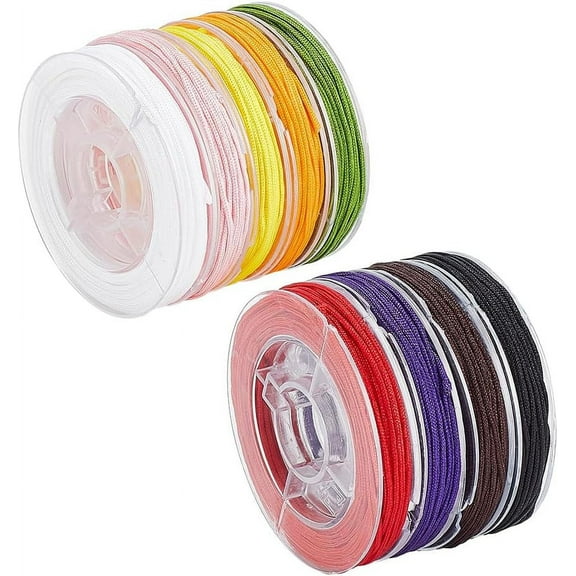 9 Color 0.8mm Nylon Beading String Chinese Knotting Cord Thread Bracelet String Kumihimo Macrame Thread String Blinds String for Friendship Christmas Jewelry Making 67 Yards