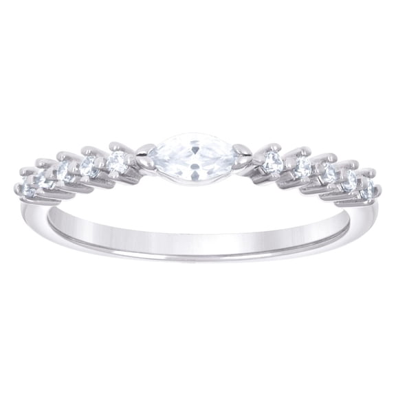 925 Sterling Silver Womens Marquise Round Cubic Zirconia Fashion Engagement Ring 2.3mm Wide Size 8 Engagement Ring for W