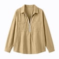 thumbnail image 6 of Womens Textured Golf Shirts Long Sleeve Half Zip Collared V Neck Loose Fit Sweatshirt Pullover with Chest Pockets for Business Casual Work Office, Khaki, XL, 6 of 7