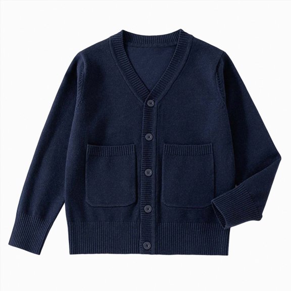 HCNTES Kids Baby Girls Knitted Sweaters 3 6 9 12 18 24 Months 2T 3T 4T 5T Long Sleeve Solid Color Warm Jumpers Tops for Fall(5-7 Years,Navy#4)