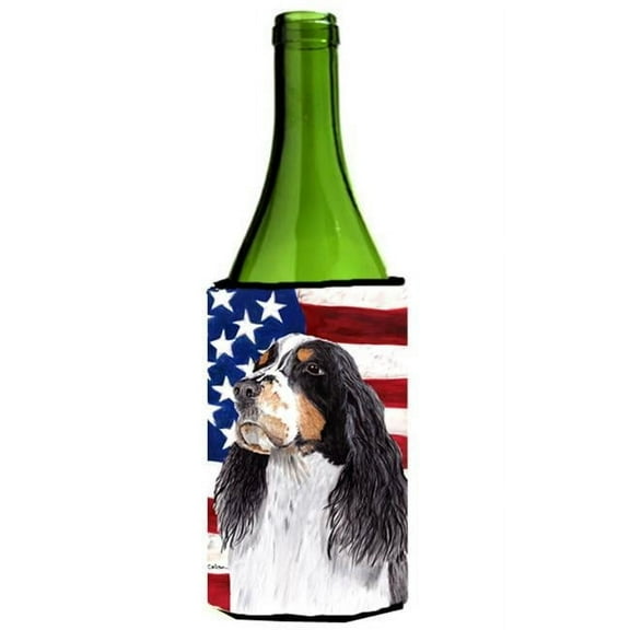 Usa American Flag With Springer Spaniel Wine bottle sleeve Hugger - 24 oz.
