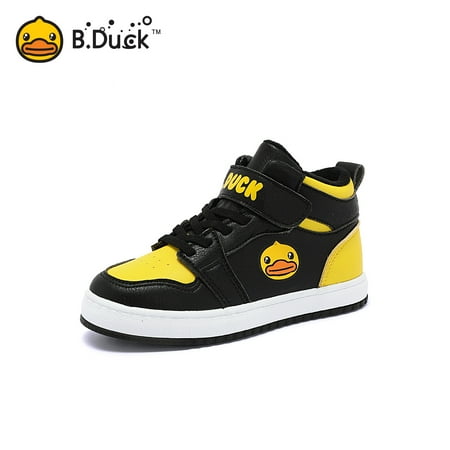 

B.Duck Boys Velvet Skate Shoes Soft-soled Non-slip Sneakers With Cartoon Duck Print For Fall Winter New
