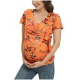thumbnail image 7 of Youmylove Summer Short Sleeve V Neck Plaid Print Tops T Shirt For Breastfeeding Womens Maternity Nursing Tshirts Soft Cozy Blouse, 7 of 7