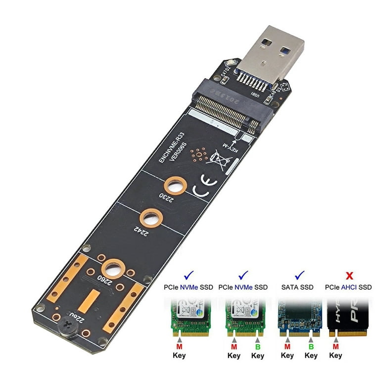 fejre År Rejse tiltale Kotyreds M2 to USB Adapter M Key M.2 PCI Express SATA&nbsp;to USB 3.1 Gen 2  Type A SSD Adapter - Walmart.com