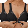 thumbnail image 1 of 2pcs Women's Front Closure Bras Wireless Plus Size Full Coverage Lace Bra Seamless Push Up Comfort Brassiere Racerback Bra For Everyday Yoga, 1 of 5