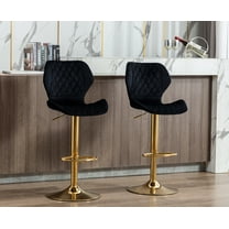 Guyou Adjustable Swivel Bar Stools Set of 2, Modern Velvet Counter Height Chairs with Backrest and Footrest for Kitchen Island Bar Restaurant, Black