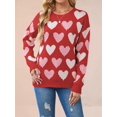 thumbnail image 4 of Women Long Sleeve Sweater Autumn Crew Neck Dressy Casual Soft Knit Pullover Tops Trendy Red L, 4 of 5