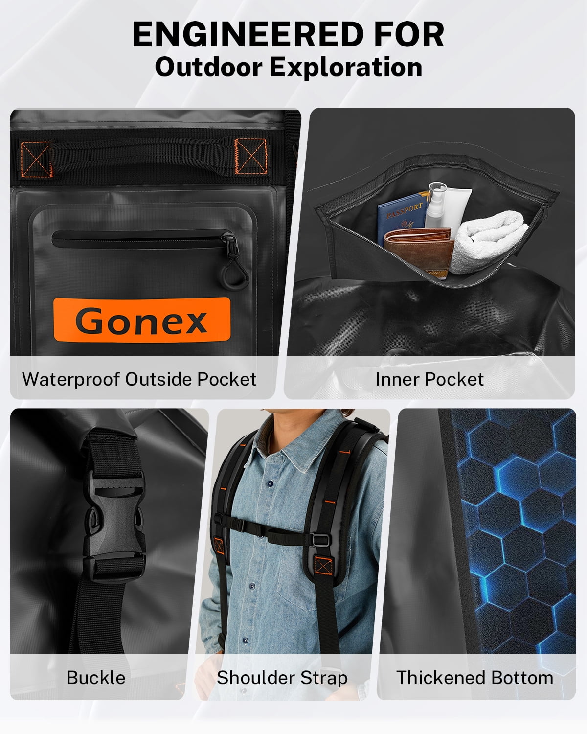 Gonex 90L Waterproof Dry Duffel Bag, 3-in-1 Convertible Large Backpack - Heavy Duty Travel Gear Hauler with Reinforced Thickened Bottom for Kayaking Paddleboarding Boating Rafting Fishing