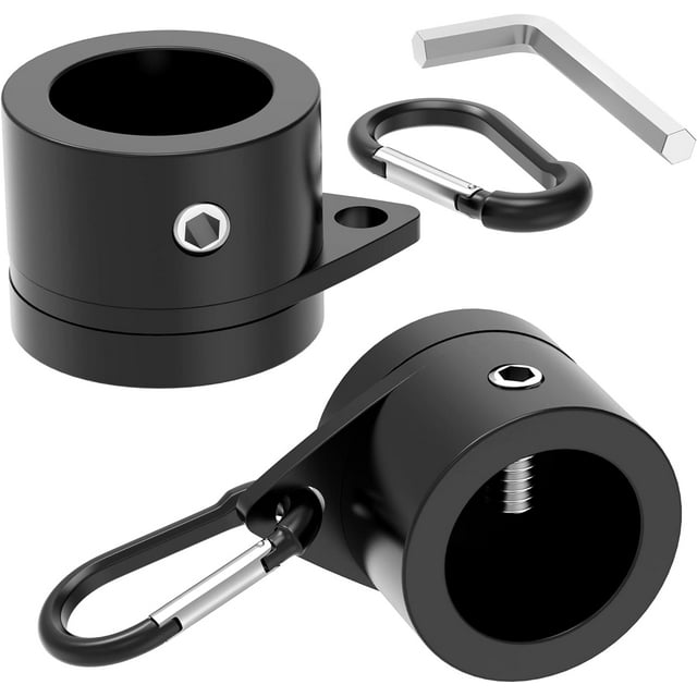 ORUYROP Flag Pole Rings 2 Pcs, Aluminum Alloy 0.75-1.02 Inch Flag Pole Clip, 360 Degree Rotating Tangle Free Flagpole Flag Mounting Rings Spinning Flag Pole Kit with Carabiner