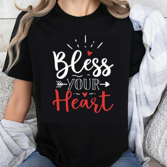 100% Cotton Bless Your Heart T-Shirt Women Casual Funny Southern Saying Graphic Tee Top Cute Shirt for Everyday Wear