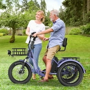 MOONCOOL TK Pro Foldable Electric Tricycle, 1500W Motor 48V 20Ah Battery, 20 Fat Tire Three Wheel 6-Speed Electric Mountain Bicycle for Adults