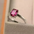 thumbnail image 3 of Simulated Pink Ruby 2Ct Emerald Cut Solitaire Women's Wedding Ring 14K White Gold Plated, 3 of 4