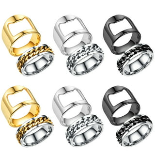 Fashion Bottle Opener Ring Corkscrew Stainless Steel Finger Ring Beer Can  Openers Gadgets Cool Bar Jewelry Accessories