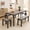 Gray, variant on Aiho 63" Dining Table Set for 6, Kitchen Table with 2 Stools & 2 Benches, Wood Dining Room Dinette Sets with Metal Frame for Breakfast Nook and Small Space - Gray