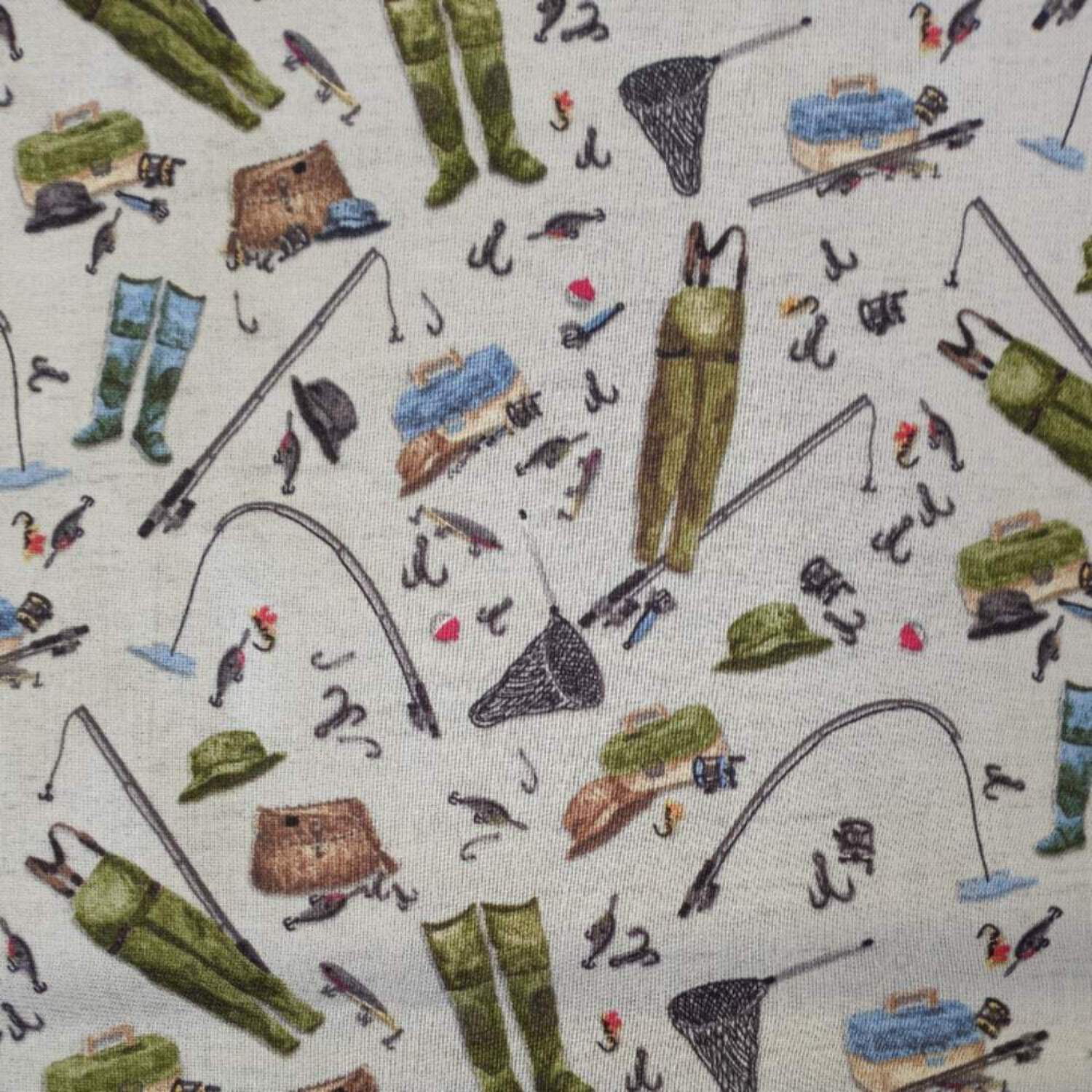 Fishing Tan Cotton Fabric