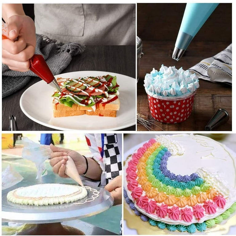 100 Pcs Disposable Icing Professional Piping Bags Icing Decorating Bag Cake Cook Kit Supplies Set Tools Duty Anti Burst Pastry Bags for Cream Frosting