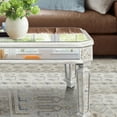thumbnail image 4 of Silver Mirrored Coffee Table, Vintage Carved Elements, Rectangle Glass Tea Table with Mirrored Finish, Modern Center Table for Living Room and Office (24" D x 48" W x 18" H), 4 of 4