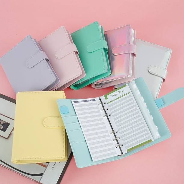 Muyoka Carpeta de cuaderno de cuero PU Cubierta de carpeta Organizador de planificador personal de hojas sueltas para papel de relleno A6 con cierre de hebilla magnética con 8 bolsillos de carpeta 12 Muyoka Hogar