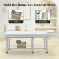 thumbnail image 4 of LZBEITEM White Wide Stationary Massage Table with Backrest for Treatment Table Physical Therapy Table Spa Facial Bed, Metal Frame 27.5'' Wide 73'' Long Heavy Duty Professional Stationary Massage Bed, 4 of 9