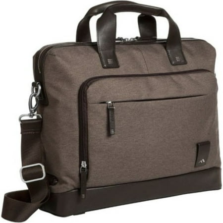 Brenthaven Medina 2332 Carrying Case (Briefcase) for 15 Notebook - Chestnut - Drop Resistant Exterior - Napa Leather Trim, Twill, Polyester