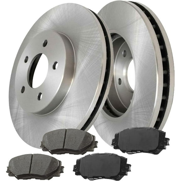 MotorbyMotor Front Brake Pads and Rotors kit for Toyota Rav4 Matrix, Pontiac Vibe 296mm Drilled & Slotted Disc Brakes & Rotors