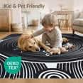 thumbnail image 4 of ODIKA 9'x12' Washable Area Rug Low Pile, Flatwoven, Disc Retro Record Gramophone Radial Lines Music Symbols Shaped for Great Room, Indoor Concept, Large Living, 4 of 7