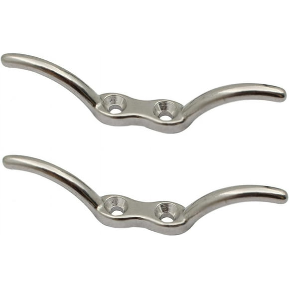 Nickel Plated Stainless Steel Rope Cleat For Docks And Boats, Heavy Duty Cord Cleat With Polished Surface And Easy Installation (2 PCS)