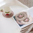 thumbnail image 3 of 4 Pack Small Crochet Cotton Lace Coasters Doilies French Lace Cup Cushion Embroidered Round Shoot Props INS Desktop Decoration Hollow Knit Tea Set Accessories Insulation Matmen, 3 of 8