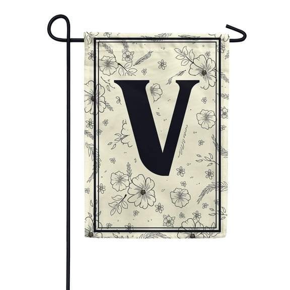 America Forever Spring Monogram Garden Flag Letter V 12.5 x 18 inches Double Sided Vertical Outdoor, Yard, Lawn, Beautiful Flowers, Floral Design, Welcome Spring Seasonal Art