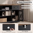 thumbnail image 3 of LEGAHOME TV Stand for 70 Inch TV, Modern Farmhouse TV Stand with Barn Door, 2 Drawers and 2 Storage Cabinets, Wooden Television Media Console, Black, 3 of 9