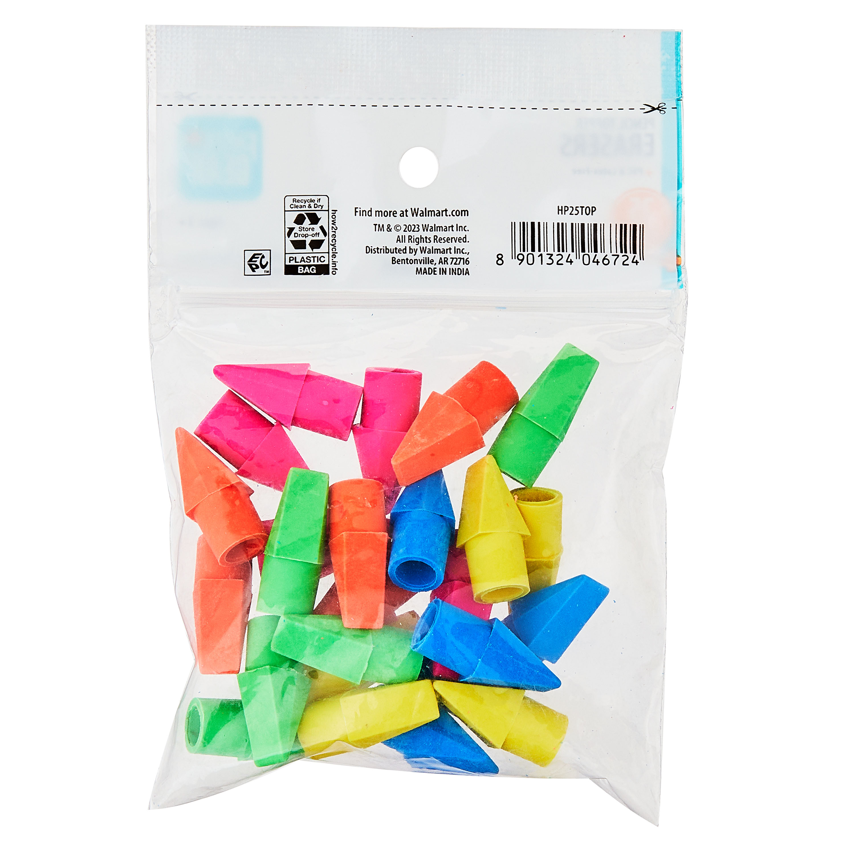 Gomas para lápiz Pen+Gear, 25 piezas, colores surtidos, sin manchas, para lápices #2 3