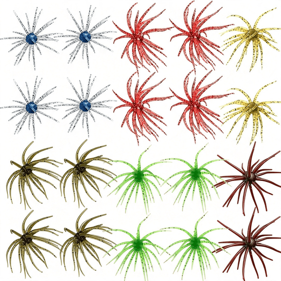 BESTSKY 20Pcs Sea Urchin Bass Bait, Star Shaped Creature Soft Plastic Lure with Glitter for Freshwater Fishing