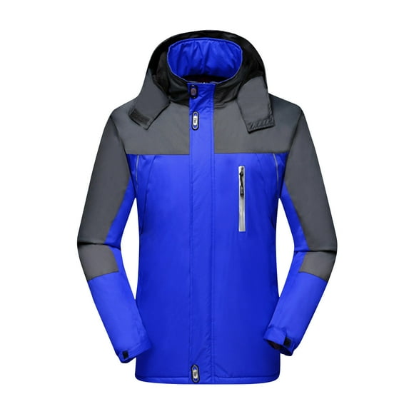 Pisexur Windbreaker Jacket Men's Color Blocked Pocket Detachable Zipper Outdoor Jacket Hiking Jacket Men Rain Coat Plus Size Jackets for Men