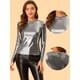 thumbnail image 2 of Camisa de manga larga para mujer, brillante, brillante, de fiesta, metálico brillante Negro Plata S, 2 of 6