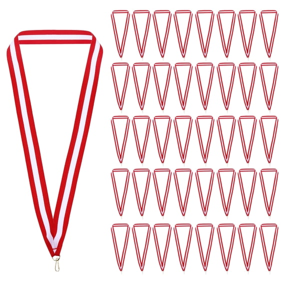 Uxcell Award Neck Ribbons with Snap Clips Polyester Medal Lanyards for Competitions Red/White 100 Pack