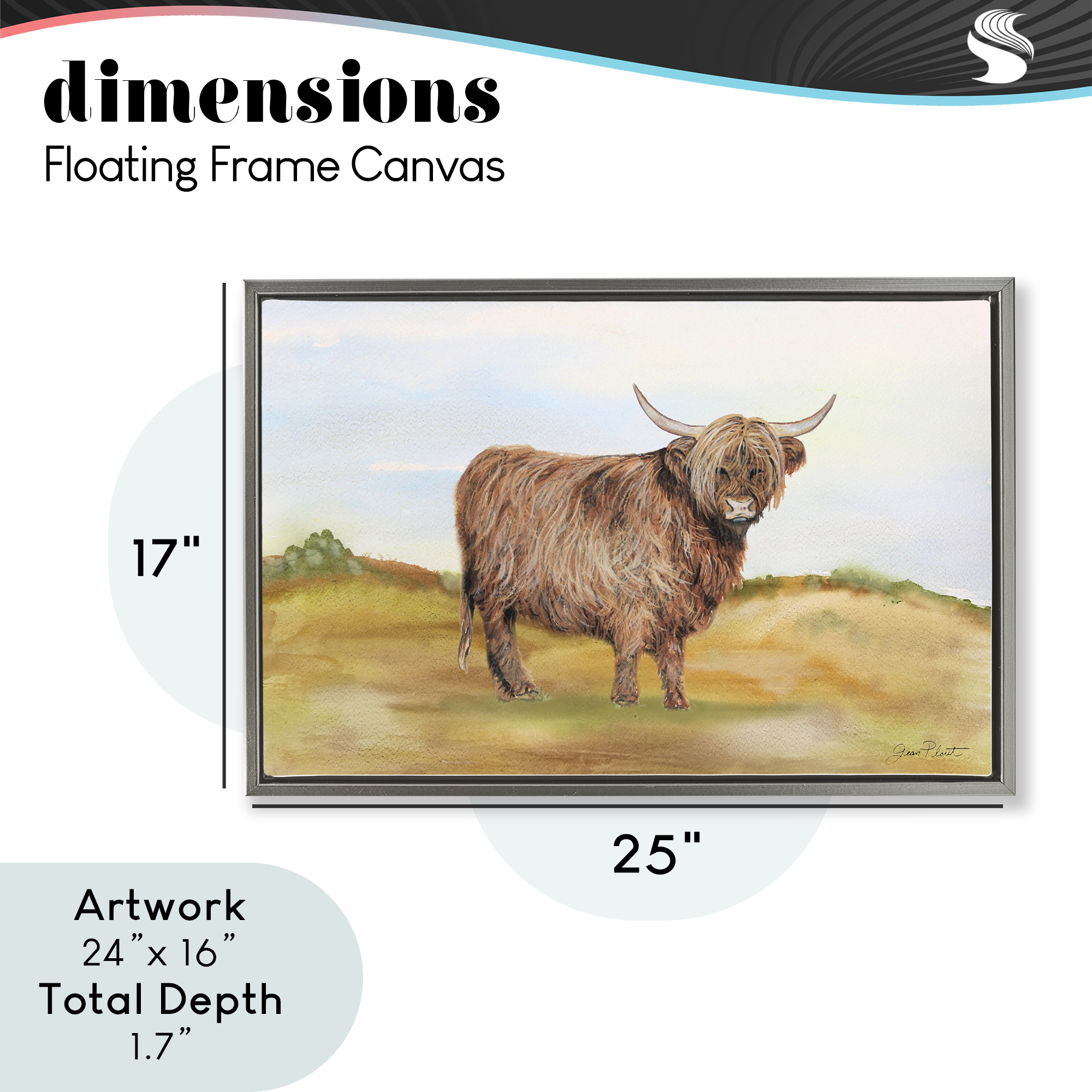 Farm Animal In Pasture Gray Framed Floater Canvas Wall Art, design by Jean Plout