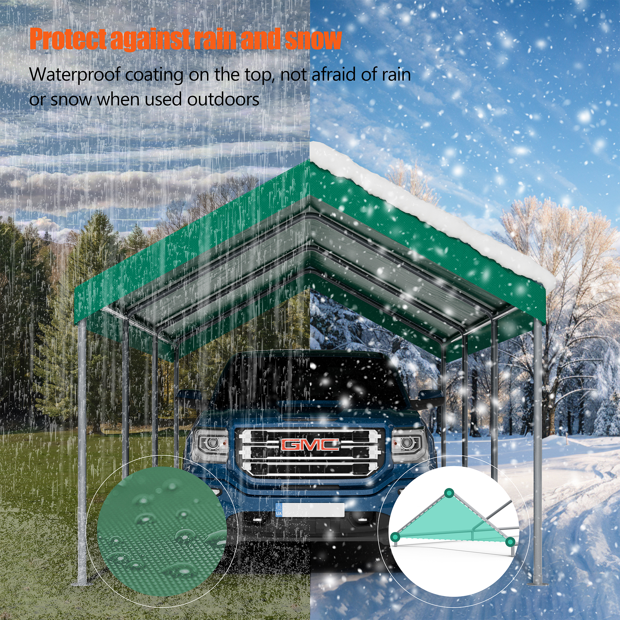 Walsunny Carport 10 x 20 ft Heavy Duty Carport Car Canopy with Powder-Coated Steel Frame, Portable Garage for Car, Boat, Shelter Party Tent with 180g PE Tarp Green