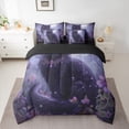 thumbnail image 2 of Feelyou Mystic Black Cat Bedding Comforter Set 7pcs for Teen, Groovy Daisy Floral King Bedding Sets, Hippie Tribal Animal Reversible Bed Sheets, Luxury Bedroom Decor, 2 of 7