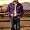 thumbnail image 3 of Guluxicc Trucker Jackets for Men Classic Button Down Collared Straight Hem Long Sleeve Solid Casual Jackets with Pockets for Fall Winter, 3 of 4