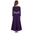 thumbnail image 2 of YiZYiF Kids Girls Lyrical Praise Dance Dress Metallic Cross Liturgical Maxi Gown Long Sleeve Worship Church Robe Purple 14, 2 of 6