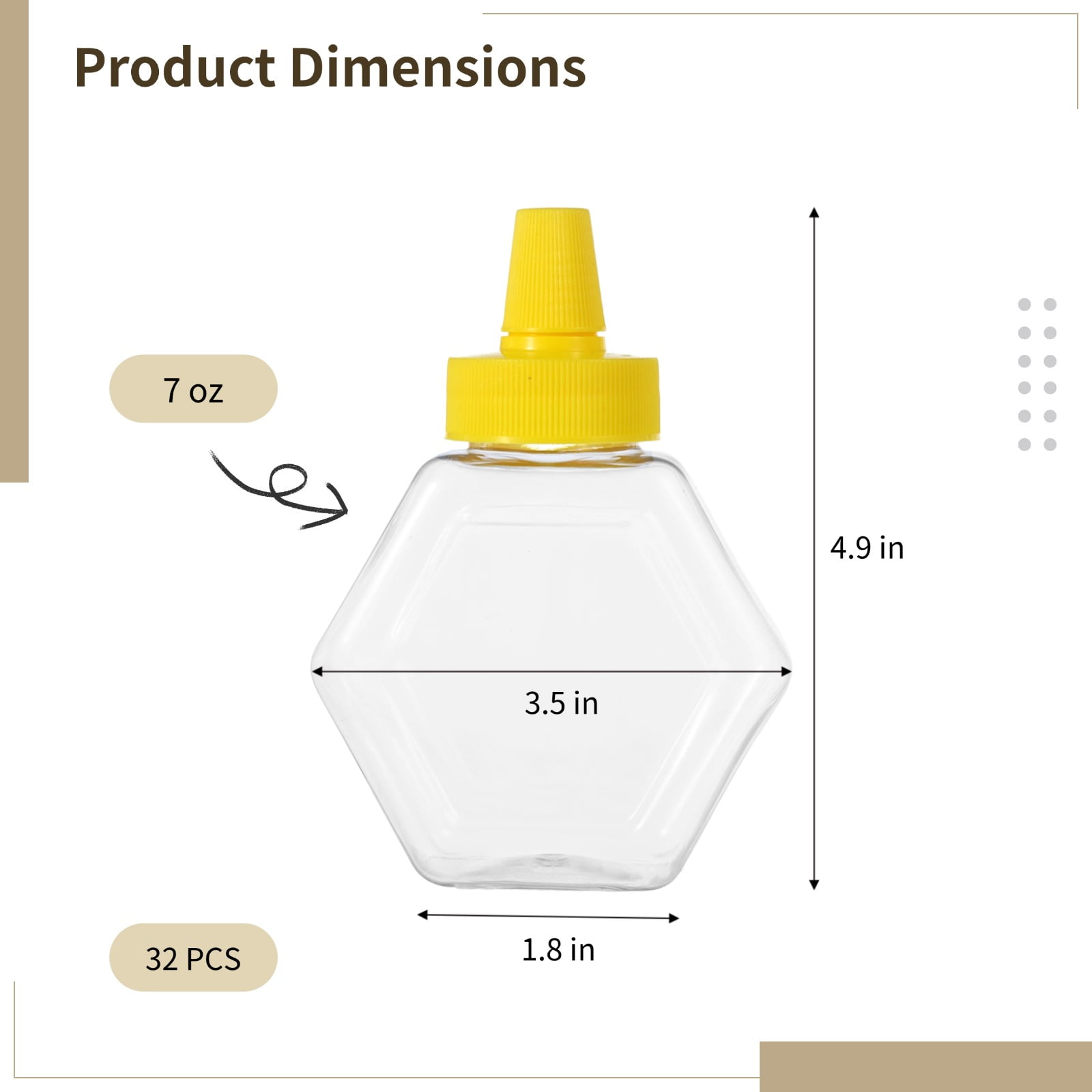 32 Pack 7 oz Honey Squeeze Bottles, Refillable Empty Plastic Bottles with Spout Lids, Condiment Dispensers for Syrup, Sauce, Kitchen & Cafe