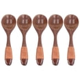thumbnail image 2 of 5pcs Wooden Spoon Lightweight Soup Spoon With Straight Handle Tableware, 2 of 8