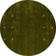 thumbnail image 1 of Ahgly Company Machine Washable Indoor Round Abstract Yellow Contemporary Area Rugs, 8' Round, 1 of 4