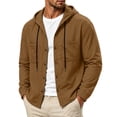 thumbnail image 2 of Nmnitkp Men's Lightweight Hooded Button Down Shirt Jacket Long Sleeve Dual Chest Pockets Casual Fashion Shacket Fall Spring Layering Top for Daily Outdoor Vacation Commute Wear Brown,L, 2 of 9