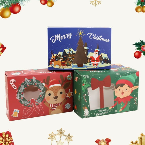 24Pcs Christmas Candy Boxes, Christmas Boxes Holiday Cookie Boxes Favor Boxes for Chocolate, Treats and Cookies