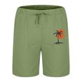thumbnail image 4 of Penkiiy Men's Casual Elastic Waist Shorts with Palm Tree Print - Breathable, Comfortable & Stylish Drawstring Lounge Athletic Pants M Green, 4 of 4