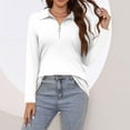 thumbnail image 5 of Work Blouses for Women Women's Spring And Fashion Casual Solid Color Printed Zipper V-Neck Long Sleeve Shirt Tops, 5 of 7