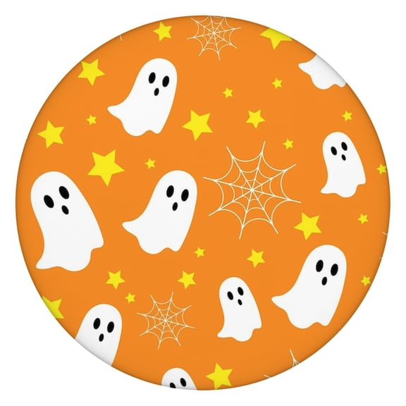 Elastic Halloween Round Table Cover - 52 Inch Stretch Tablecloth for Kitchen Dining Party, Fade Resistant Material
